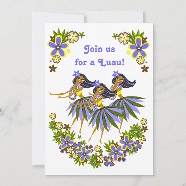 Invitaciones fuertes de Hula Luau y BBQ (Anverso)