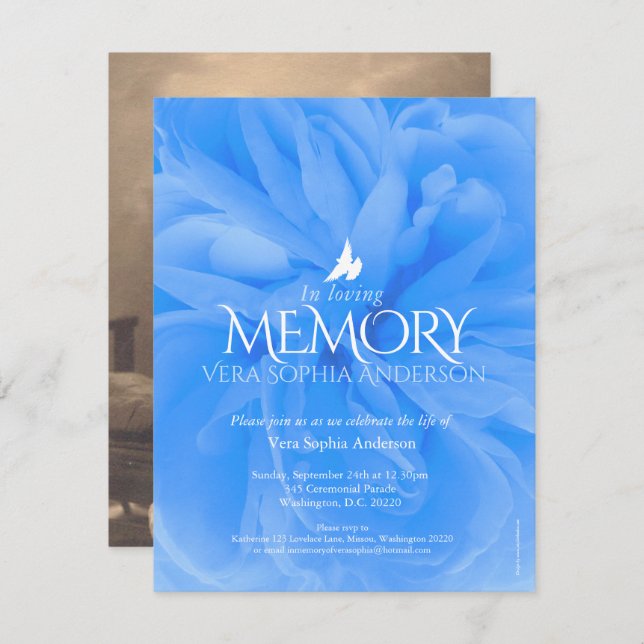 Invitaciones funerarias al rosa azul (Anverso / Reverso)
