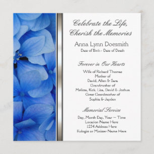 Invitaciones funerarias Blue Hydrangea