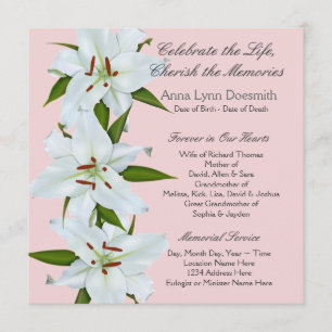 Invitaciones funerarias de Lirio Blanco