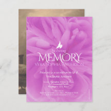 Invitaciones funerarias en rosa púrpura