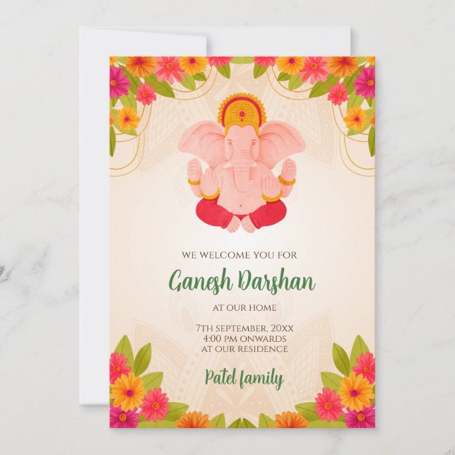 Invitaciones Ganesh Chaturthi Invita Ganpati (Anverso)