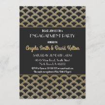 invitaciones Gatsby del compromiso del art déco de