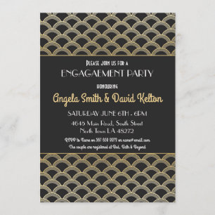 invitaciones Gatsby del compromiso del art déco de