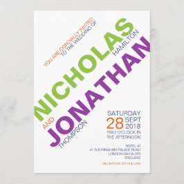 Invitaciones gay de la boda de la tipografía