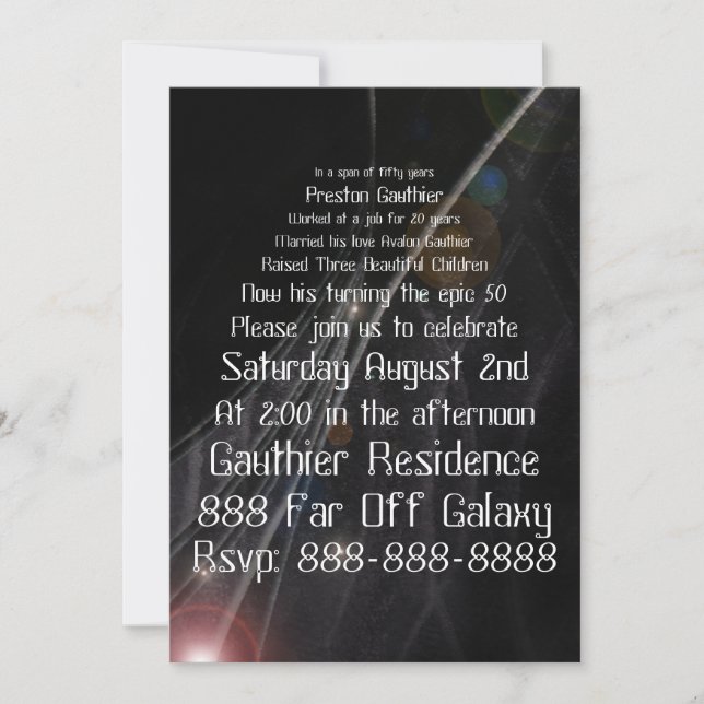 Invitaciones Geeky galácticas épicas del (Anverso)