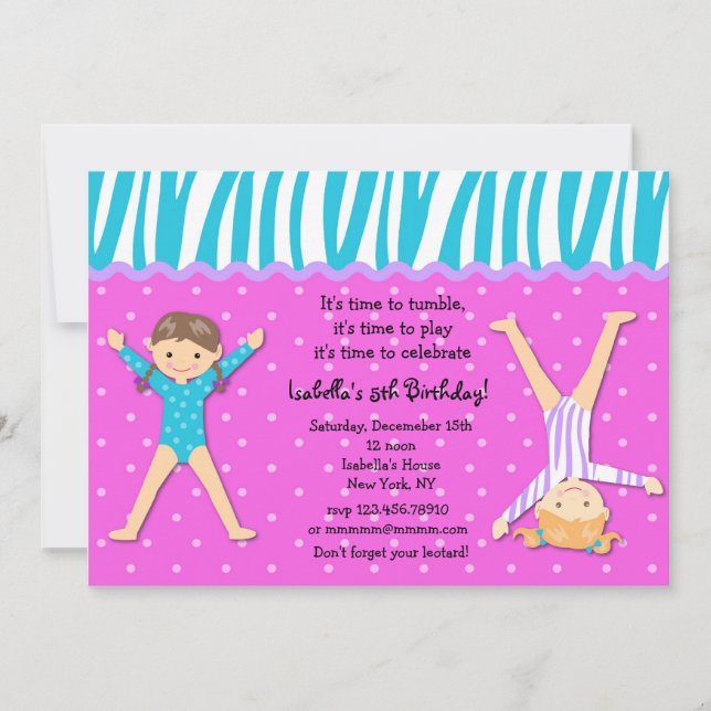 Invitaciones gimnásticas de la fiesta de (Anverso)