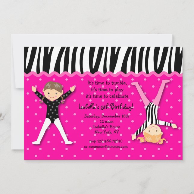 Invitaciones gimnásticas de la fiesta de (Anverso)