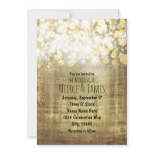 Invitaciones Glam Gold Rústico Luces Brillantes