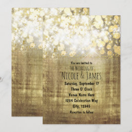 Invitaciones Glam Gold Rústico Luces Brillantes