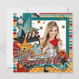 Invitaciones Glitz Glamor Estrella de Cine Cumplea