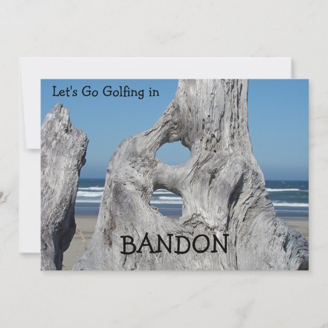 Invitaciones Golf Bandon Oregon Playa Driftwood (Anverso)