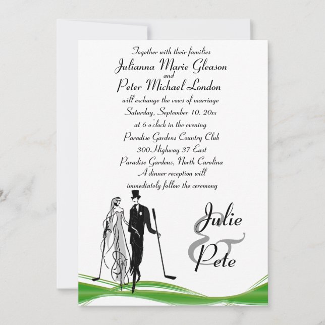 Invitaciones Golfing caprichosas de la boda de los (Anverso)