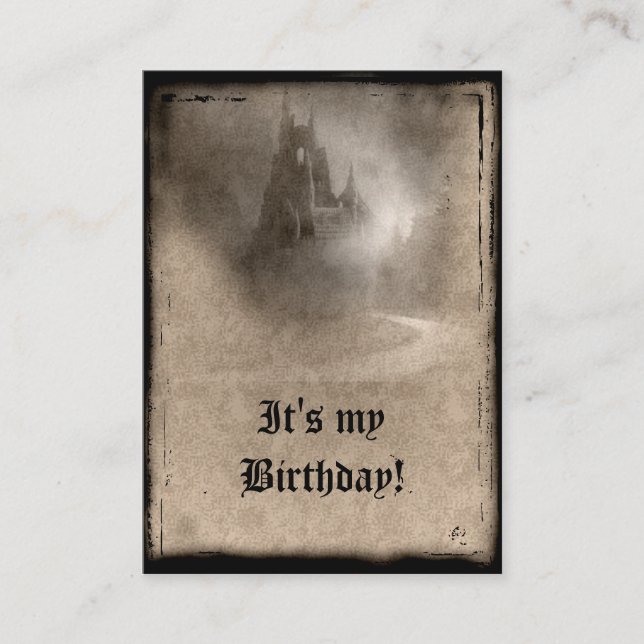 Invitaciones góticas de cumpleaños a Dark Castle (Anverso)