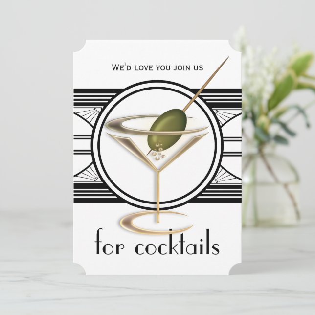 Invitaciones grandes de Fiesta de cócteles (Anverso de pie)