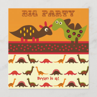 Invitaciones grandes del cumpleaños del dinosaurio