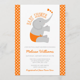 Invitaciones grises de Baby Shower del elefante