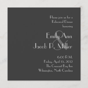 Invitaciones grises modernas de la cena del ensayo