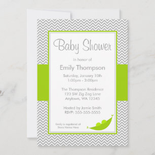 Invitaciones grises verdes de Baby Shower de la