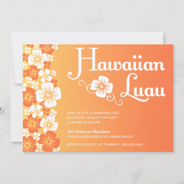 INVITACIONES HAWAIANAS DEL FIESTA DE LUAU EL (Anverso)
