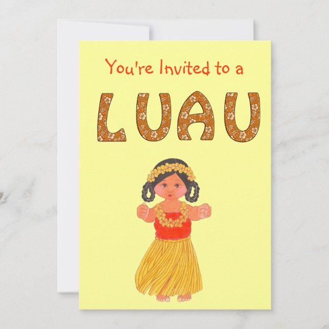 Invitaciones hawaianas del fiesta del ~ de Luau (Anverso)
