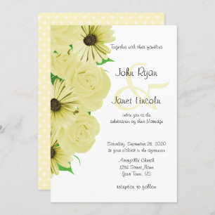 Invitaciones hermosas de la boda del rosa amarillo