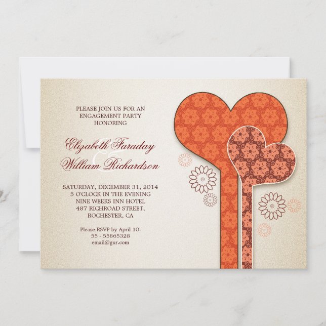 invitaciones hermosas de la fiesta de compromiso (Anverso)