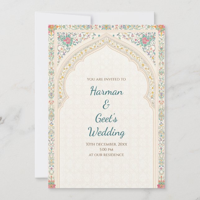 Invitaciones hindúes digitales tarjetas de boda in (Anverso)
