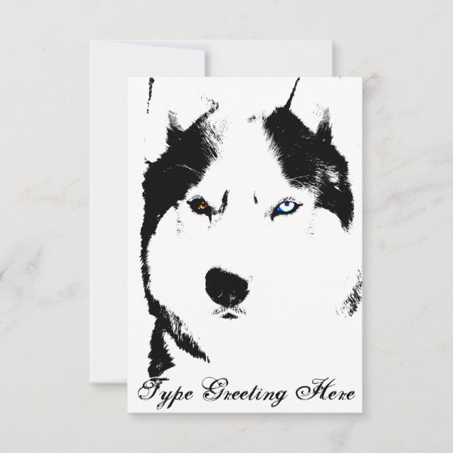 Invitaciones Husky Tarjeta Personalizada de Husky  (Anverso)