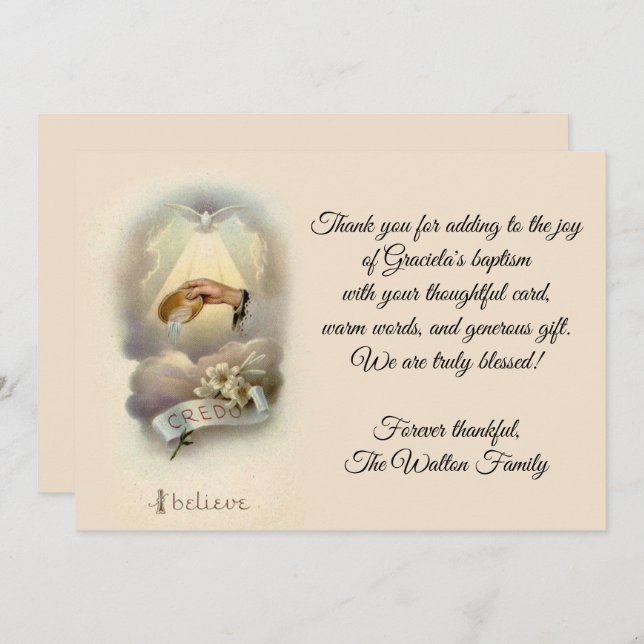 Invitaciones infantiles católicas tradicionales (Anverso / Reverso)