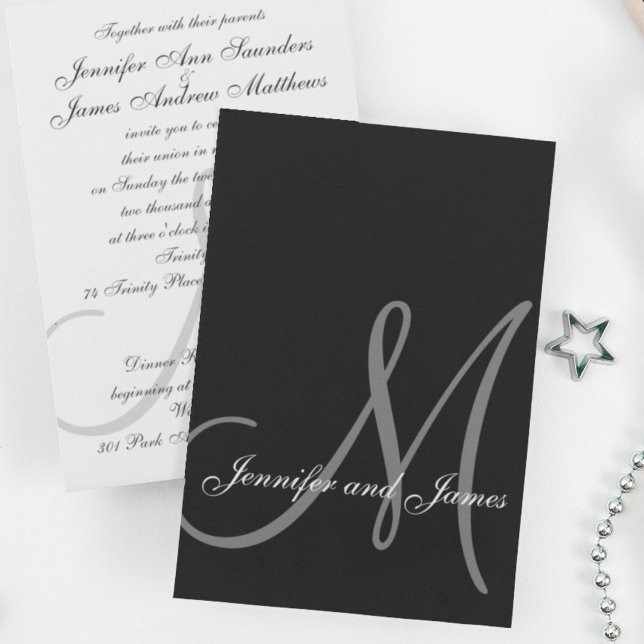 Invitaciones iniciales a la elegante boda blanca n (Subido por el creador)