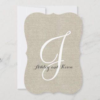 Invitaciones iniciales a una boda de línea rústica