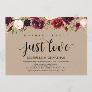 Invitaciones Kraft para Recepción de Boda con Flor