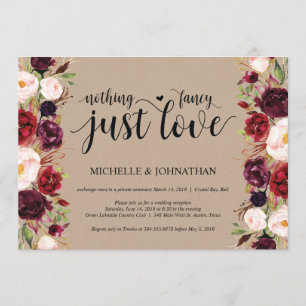 Invitaciones Kraft para Recepción de Elopement Flo