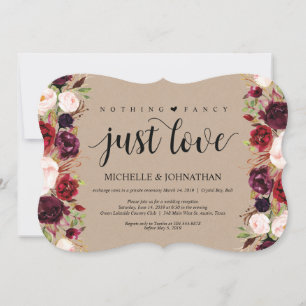 Invitaciones Kraft para Recepción de Elopement Flo