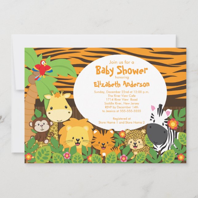 Invitaciones lindas de Baby Shower de los animales (Anverso)