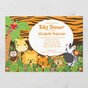 Invitaciones lindas de Baby Shower de los animales