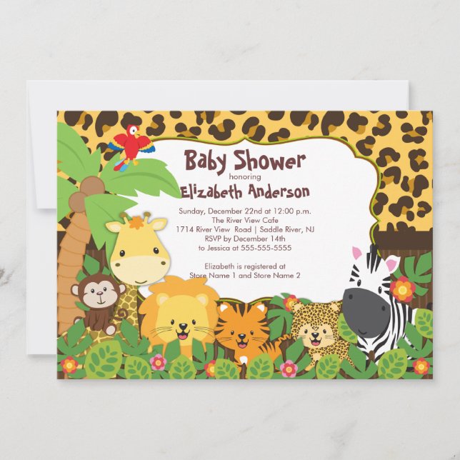 Invitaciones lindas de Baby Shower de los animales (Anverso)