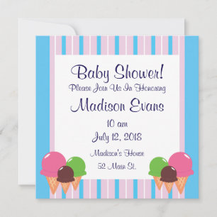 Invitaciones lindas de Baby Shower del cono de