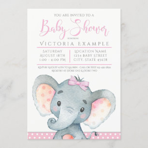 Invitaciones lindas de Baby Shower del elefante de
