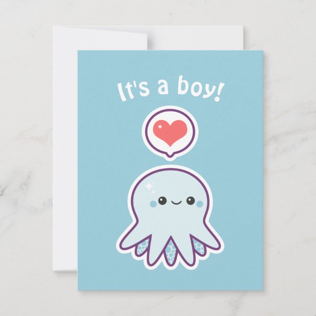 Invitaciones lindas de Baby Shower del pulpo del (Anverso)