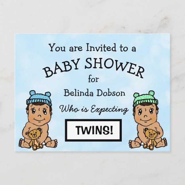 Invitaciones lindas de HispanicTwins Baby Shower (Anverso)
