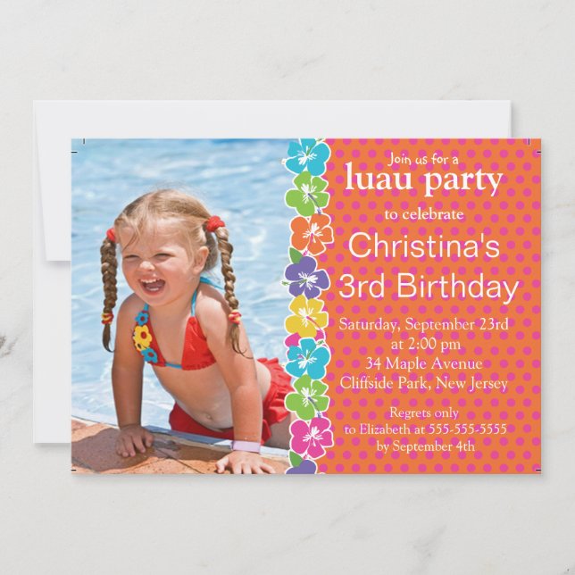 Invitaciones lindas de la fiesta de cumpleaños de (Anverso)