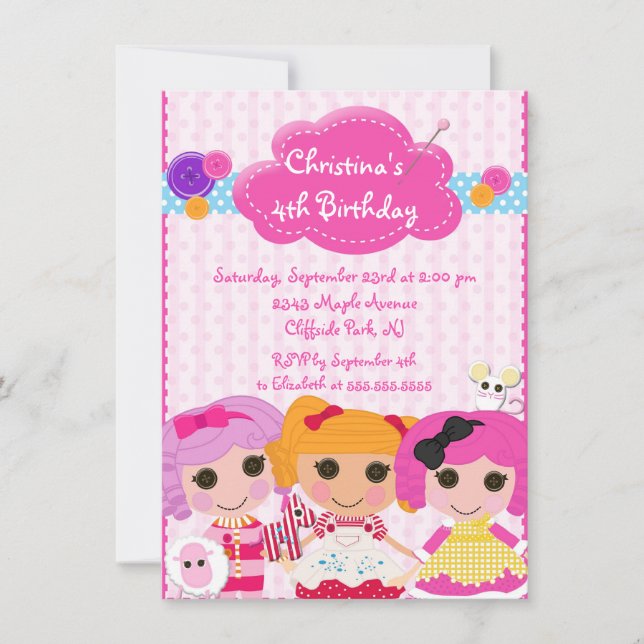 Invitaciones lindas de la fiesta de cumpleaños de (Anverso)