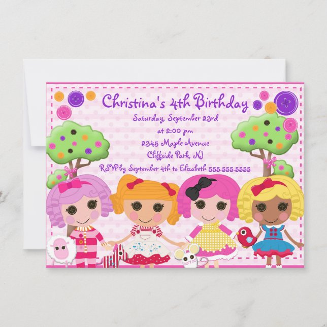 Invitaciones lindas de la fiesta de cumpleaños de (Anverso)