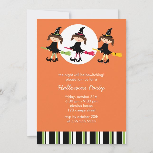 Invitaciones lindas del fiesta de Halloween de las (Anverso)