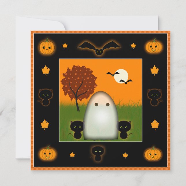 Invitaciones lindas para fiesta de Halloween (Anverso)