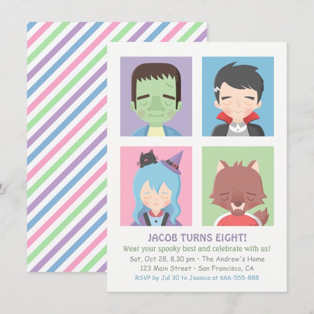 Invitaciones lindas para fiesta de niños con temát (Anverso / Reverso)