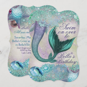 Invitaciones mágicas a la fiesta de la sirena