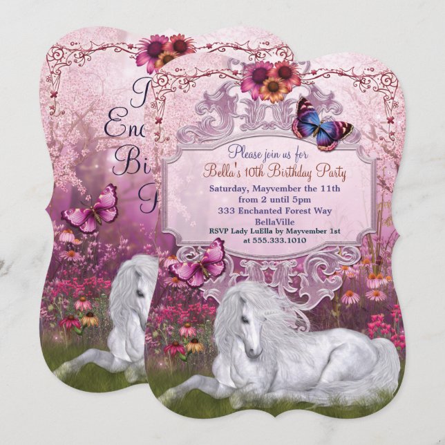 Invitaciones mágicas de la fiesta de cumpleaños (Anverso / Reverso)